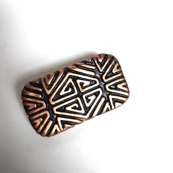 Mini Size Aztec Pill Box Black and Gold geometric pattern Metal slide top pill case Unique unisex gift Pocket pill case FREE  gift pouch