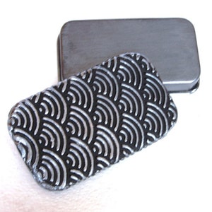 Art Deco Pill Box Silver and Black image 1