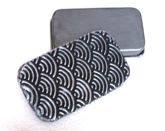 Art Deco Pill Box Silver and Black