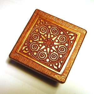 Trinket Box Bronze tone Medieval star design Desk or Dresser accessory Keepsake / Stash Box Spiral Star Handmade Gift Teacher or Office Gift