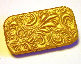 MINI SIZE Metal Slide Top Pill Box Gold Rococo Pattern Unique Handmade Gift FREE Grey Velvet Gift Pouch