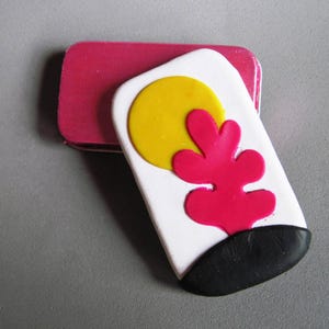 Matisse inspired slide-top pill box| Colorful cut-outs in polymer clay| Art in your pocket| Unique gift| Pre-wrapped in velvet gift pouch