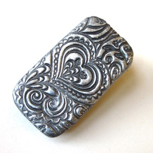 MINI Pill Box Silver Hearts Pattern Unique Handmade Gift Metal Slide Top Tin FREE Velvet Gift Pouch Purse Accessory Travel Pill Case