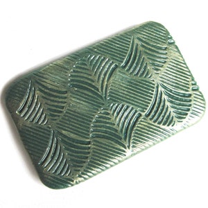 LARGE Metal slide top tin Moss green Zen leaves design Compact and sturdy storage Stash box Handmade unisex gift FREE velvet pouch