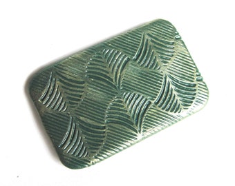 LARGE Metal slide top tin Moss green Zen leaves design Compact and sturdy storage Stash box Handmade unisex gift FREE velvet pouch