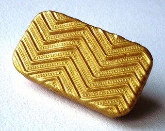 Metal Pill Case Gold chevron Art Deco Zig Zag pattern Geometric design Purse accessory Slide top tin Handmade unisex gift FREE gift pouch