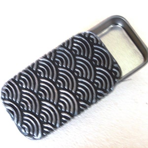 Art Deco Pill Box Silver and Black image 3