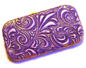 MINI Pill Box Purple with Violet Glaze Elegant rococo purse accessory Travel pill case Tiny pill holder FREE Velvet Gift Pouch Teacher Gift