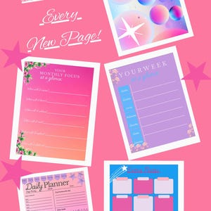 Esthetische, ongedateerde jaarlijkse digitale planner, afdrukbare pdf, maandelijks, wekelijks, dagelijks, pagina's. Gelinkte tabbladen voor alle apparaten GoodNotes-sjabloon