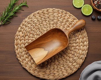 Teakhouten lepel - Houten koffielepel, thee- en kruidenschep, rustiek keukengerei, handgemaakte houten lepel, lepel voor droge goederen