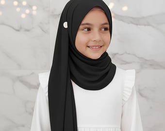 Hijab istantaneo in pashmina per bambine, hijab in jersey di alta qualità per ragazze, velo islamico modesto per bambini, hijab in pashmina Aqeela