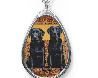 Two Black Labradors Necklace Accessory 2 Black Labs Necklace Dog Jewelry Cute Big Dogs Black Labrador Pendant Charm Dog Lover Gift