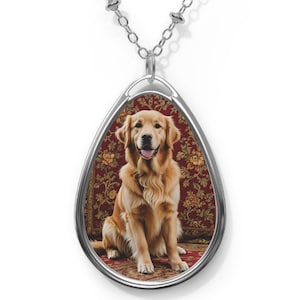 Golden Retriever Necklace, Dog Pendant, Dog Lover Gift, Mother&#39;s Day or Grandma Gift, Sentimental Pet Portrait, Dog Owner Birthday Gift