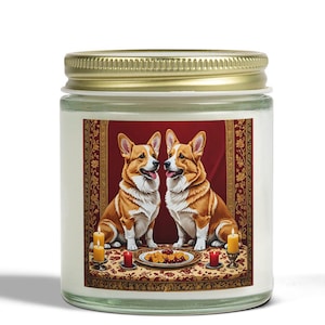 Candle, Corgi Dogs Romantic Coconut Apricot Wax Scented Candle Gift for Dog Lovers, Owners, Couples, Fluffy Dog, Animal Lovers, Pet Owners