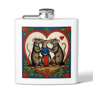 Three Best Friends Flask | Cute Rat Decor | Gift for Friends, Wedding Favors, Party Supplies, Unique Accessories, Rodent Family Love Gift