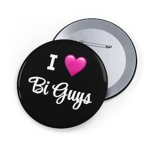 Round Pins - I Heart Bi Guys, LGBT Bisexual Bi Pride Pin Badge, Gay Bisexual Jewelry, Bi Visibility Ally Love Pride, Bi Pride Accessory