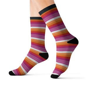 Lesbian Socks WLW Sublimation Socks Lesbian Flag LGBT Pride Apparel Striped Casual Wear Queer Lesbian Clothing Gay Pride Accessories