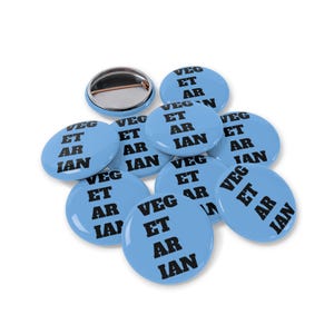 Pin vegetariano Botón vegetariano Insignia Accesorio Regalo para amantes de los animales Joyería llamativa Pin azul de estilo de vida basado en plantas