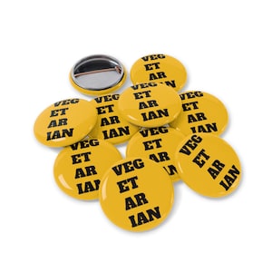 Pin vegetariano Botón vegetariano Insignia Accesorio Regalo para amantes de los animales Joyería llamativa Pin amarillo de estilo de vida basado en plantas