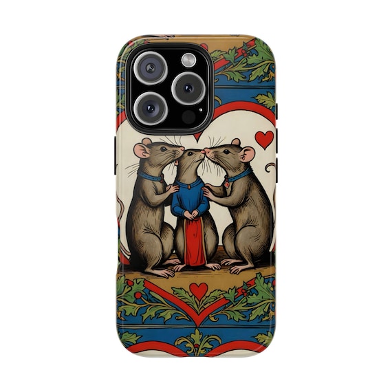 Tough Phone Cases Medieval Rat Trio 3 Rats Friendship or Polyamory or  Family Gift Cute Rats Throuple iPhone 17 Air ProMax Cover Cases