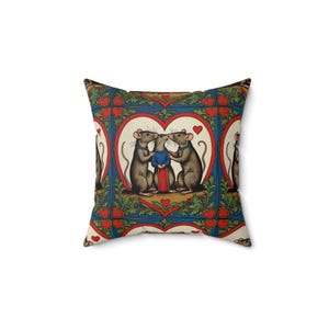 Almohada de rata medieval, bonita decoración para amantes de las ratas, acogedora y romántica para San Valentín, cojín decorativo, regalo de dibujos animados para parejas de ratas.