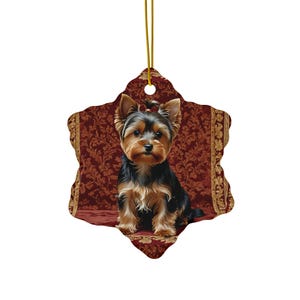 Yorkie Ornament Cute Yorkshire Terrier Ornament Holiday Decor Christmas Tree Yorkie Dog Ceramic Ornament Dog Gift Small Dog Lover