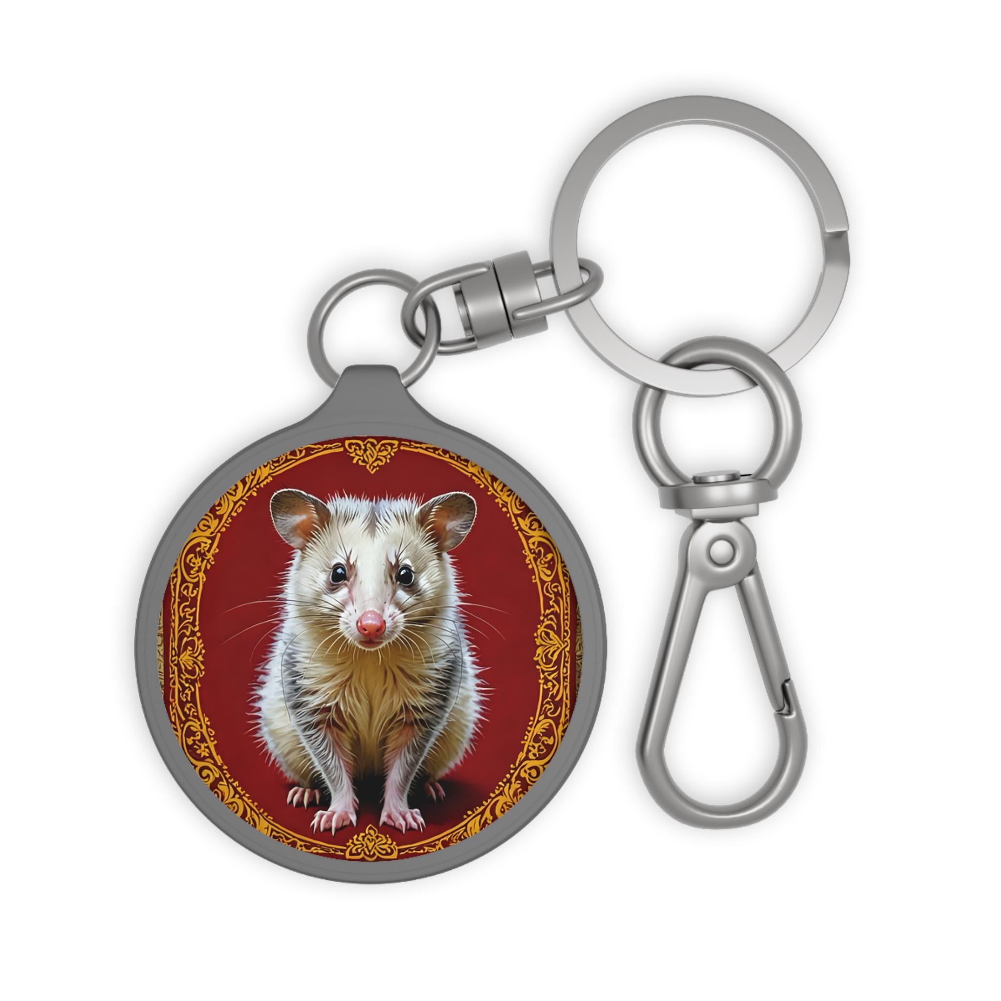 Opossum Keyring Tag, Opposum Lover Birthday or Valentine's Day Gift For Rodent Possum Animal Lover Key Organizer Quirky Gift