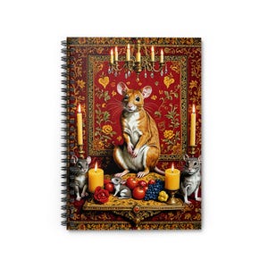Notatnik spiralny Rat, linia liniowana, kwiatowy, fantazyjny, luksusowy dziennik, wysokiej klasy dziennik artystyczny, notatnik Kangaroo Rat Red Gold, romantyczny
