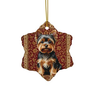 Adorno de Yorkshire Terrier, decoración navideña para árbol de Navidad, adorno de cerámica de perro Yorkshire Terrier, regalo para amantes de los perros pequeños