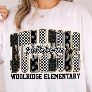 Bulldogs Football Spirit Shirt: Glitter Leopard Mascot Tee