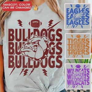 Preppy aangepaste mascotte schoolgeest shirt, schoolgeest mascotte, bulldogs teamgeest shirt, wedstrijddag T-shirt, sportteam mascotte homecoming shirt