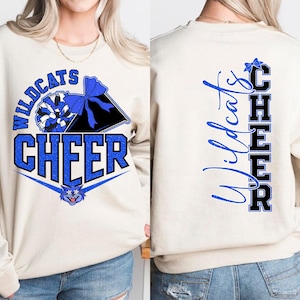 Personalisiertes Wildkatzen Maskottchen Cheer Shirt: Glitter Pom Poms, Jubel Mama T-Shirt