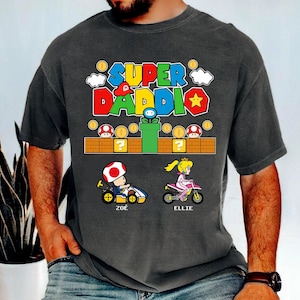Super Daddio Shirt, Custom Gamer Dad T-Shirt, Personalized Funny Dad Gift From Kids Fathers Day Video Game Tee Matching Daddy and Kids Shirt