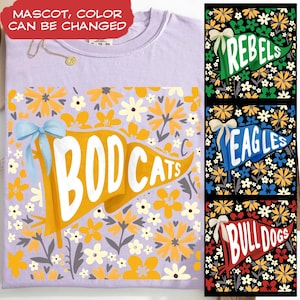 Custom Coquette Bow Mascot Shirt: Eagles School Spirit Tee