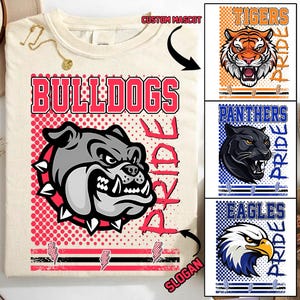 Custom Mascot Colorful Preppy Sports Spirit Team Shirt, Back To School Shirt, School Mascot Shirt, Game Day Shirt, School Team Mascot Tee