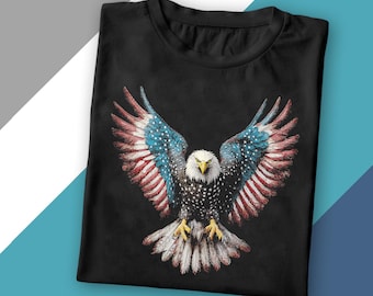 American Flag Bald Eagle T-Shirt: Patriotic 4th of July USA Tee