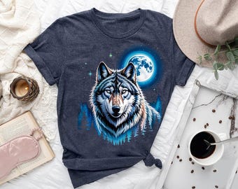 Wolf Mond T-Shirt: Mystische Waldwelt T-Shirt