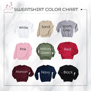 sweatshirt color chart with different colors
