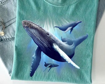 Camiseta de ballena jorobada 3D: Camiseta para amantes del océano