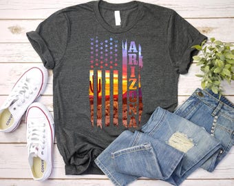 Arizona-Flaggen-Shirt - Arizona-Wüsten-Shirt - USA-Flagge Arizona-T-Stück - Kaktus-Flaggen-Shirt
