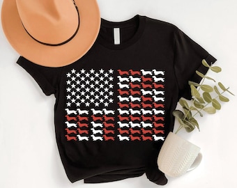 Patriotic Dachshund T-Shirt: American Flag Sausage Dog Tee