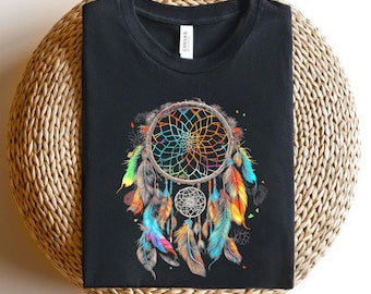 Dreamcatcher Feather T-Shirt: Colorful Boho Graphic Tee