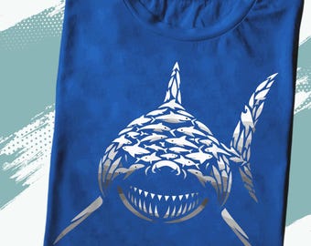 Shark Silhouette Shirt: Ocean Fish Graphic Tee - Sea Lover Gift
