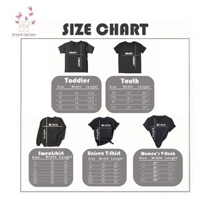 the size chart for a t - shirt