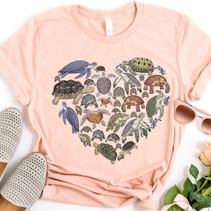 Turtle Heart Shirt - Sea Turtle Lover Tee - Ocean Animal Shirt - Cute Turtle Graphic Shirt - Gift for Nature and Beach Lovers