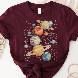 Solar System Planets Shirt - Space Galaxy Graphic Tee - Astronomy Science T-Shirt - Outer Space Gift for Stargazers and Sci-Fi Fans