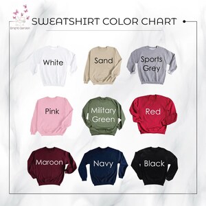 sweatshirt color chart with different colors