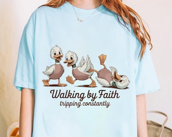 Funny Christian Goose T-Shirt: Walking by Faith Humor Tee