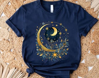 Mond Floral Shirt - Halbmond Tee - Celestial Boho Top