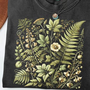 Botanical Fern & Wildflower Shirt: Vintage Cottagecore Nature Tee